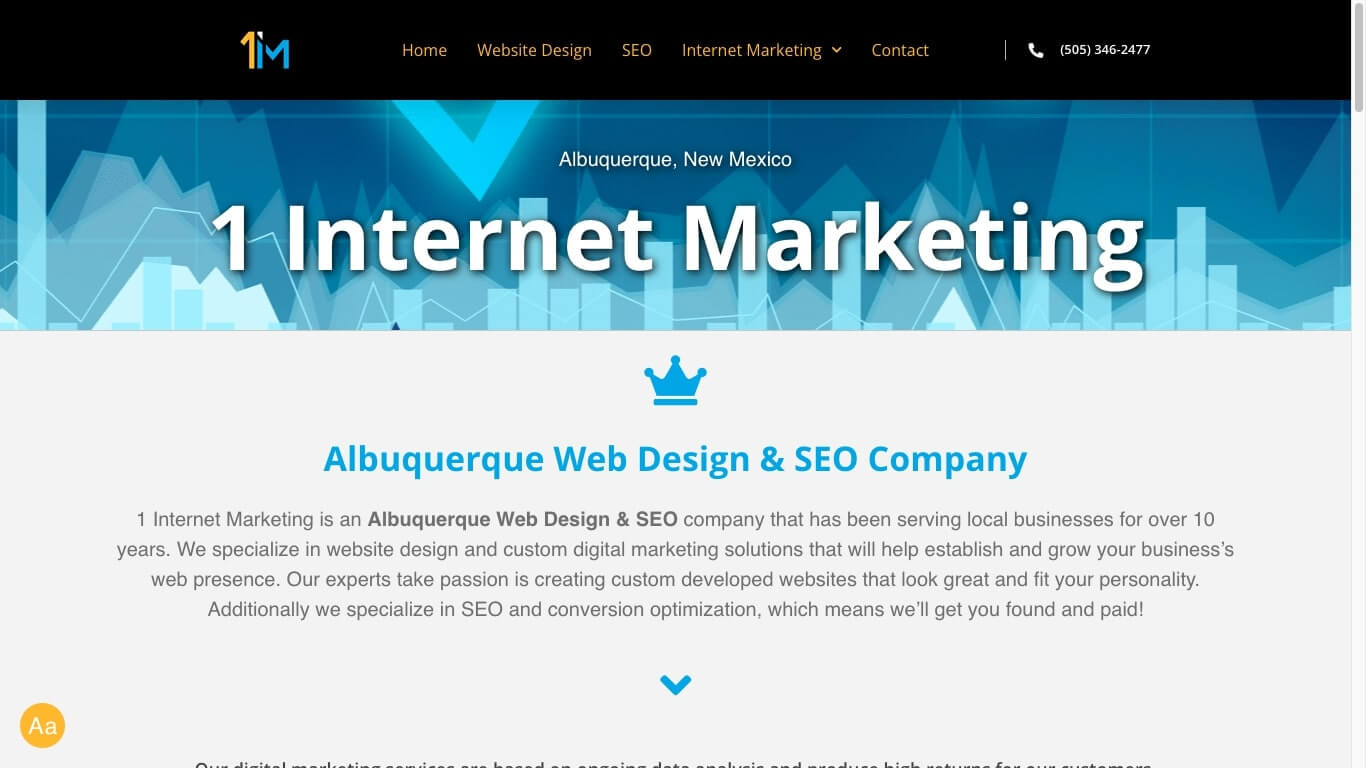 website of 1 Internet Marketing