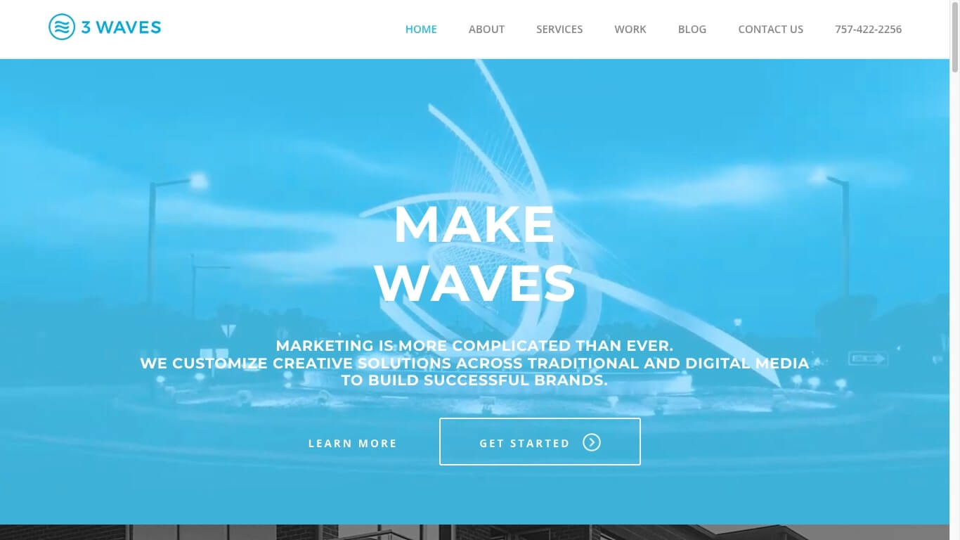 website of 3 Waves Agency