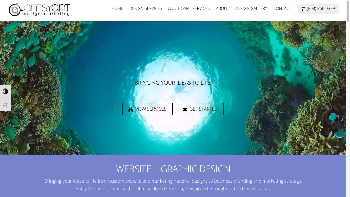 website of Antsy Ant Web Design