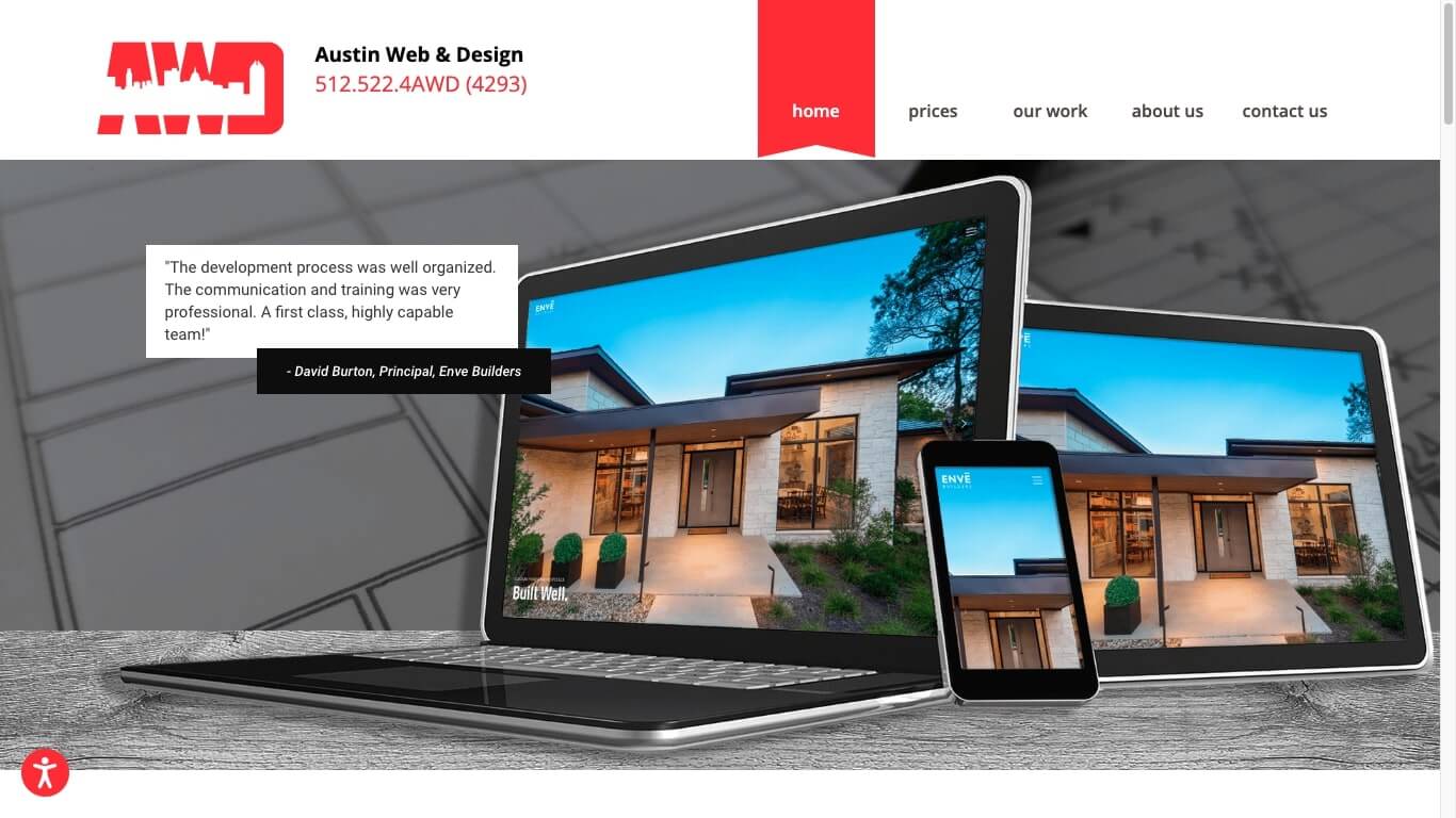 website of Austin Web and Design