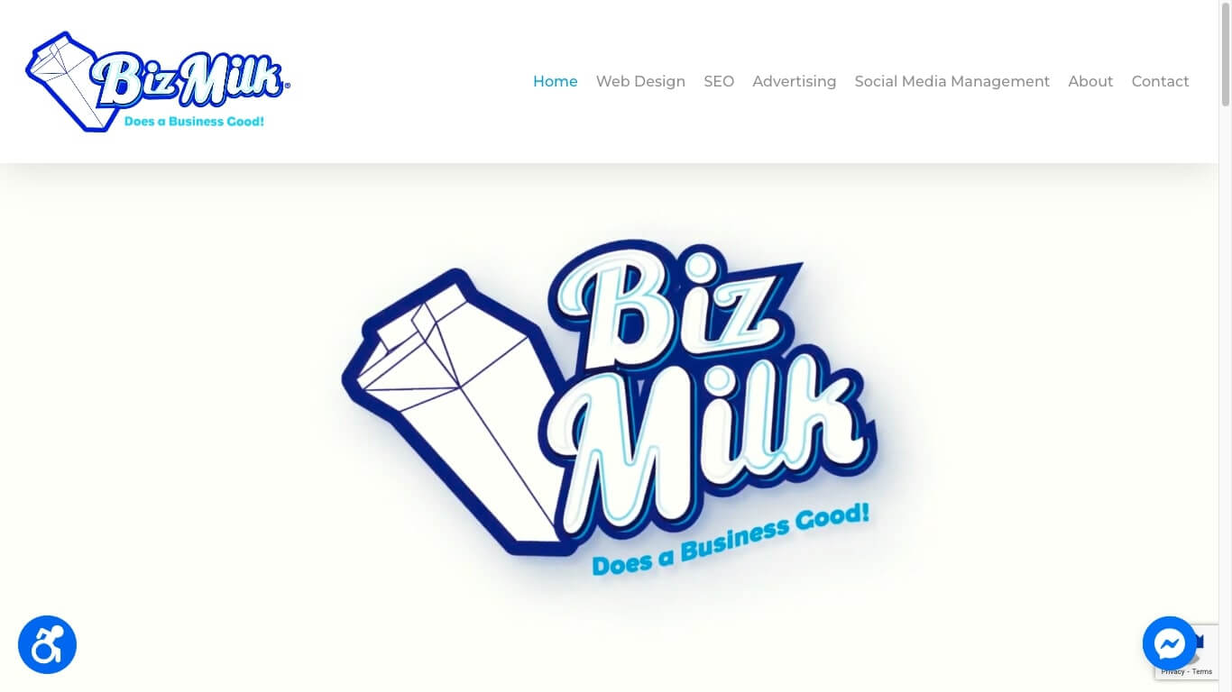 website of BizMilk Marketing & Web Design