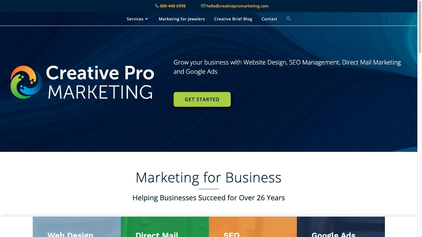 website of Creative Pro Marketing