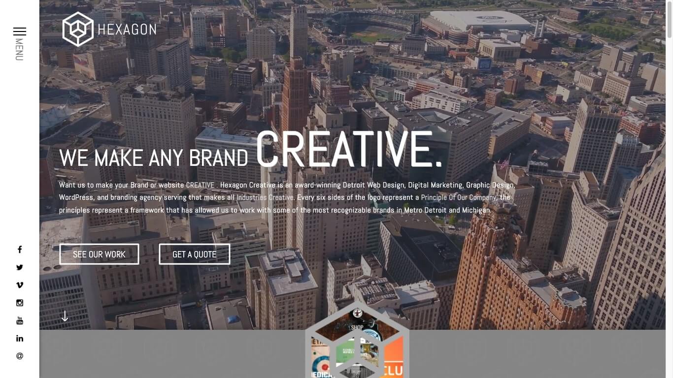 website of Hexagon Creative Detroit