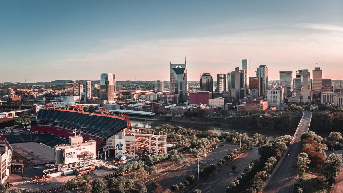 downtown nashville at sunset, nashville, tennessee