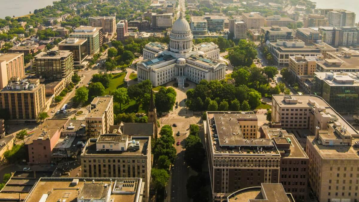 an aerial view of the capital building in washington, dc