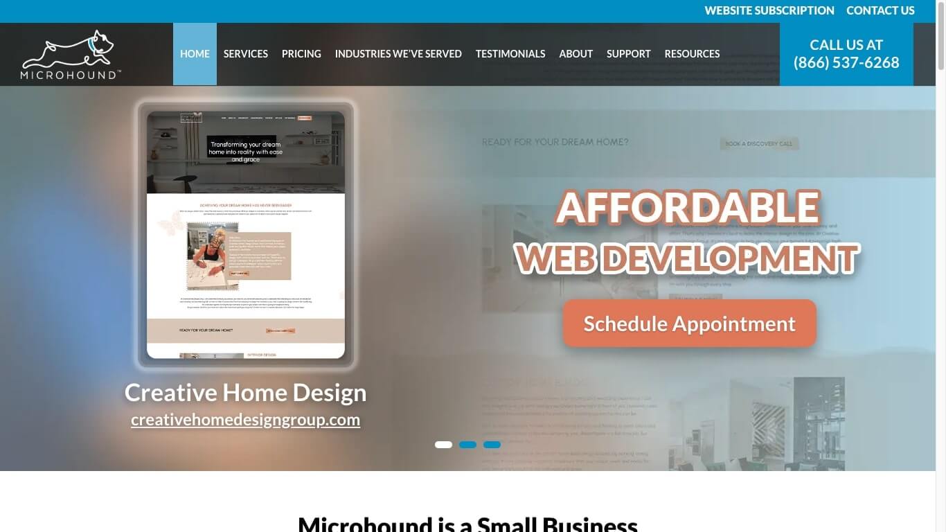 website of Microhound Web Design