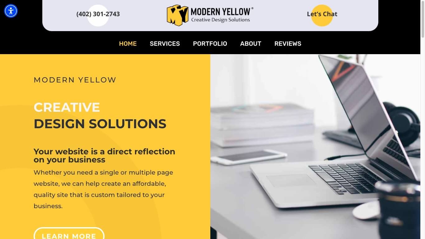 website of modern yellow design