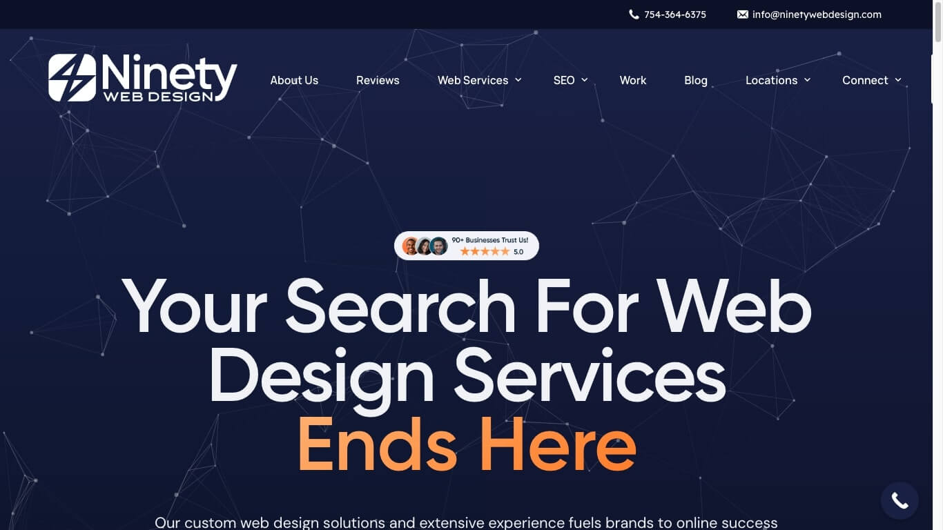 website of ninety web design