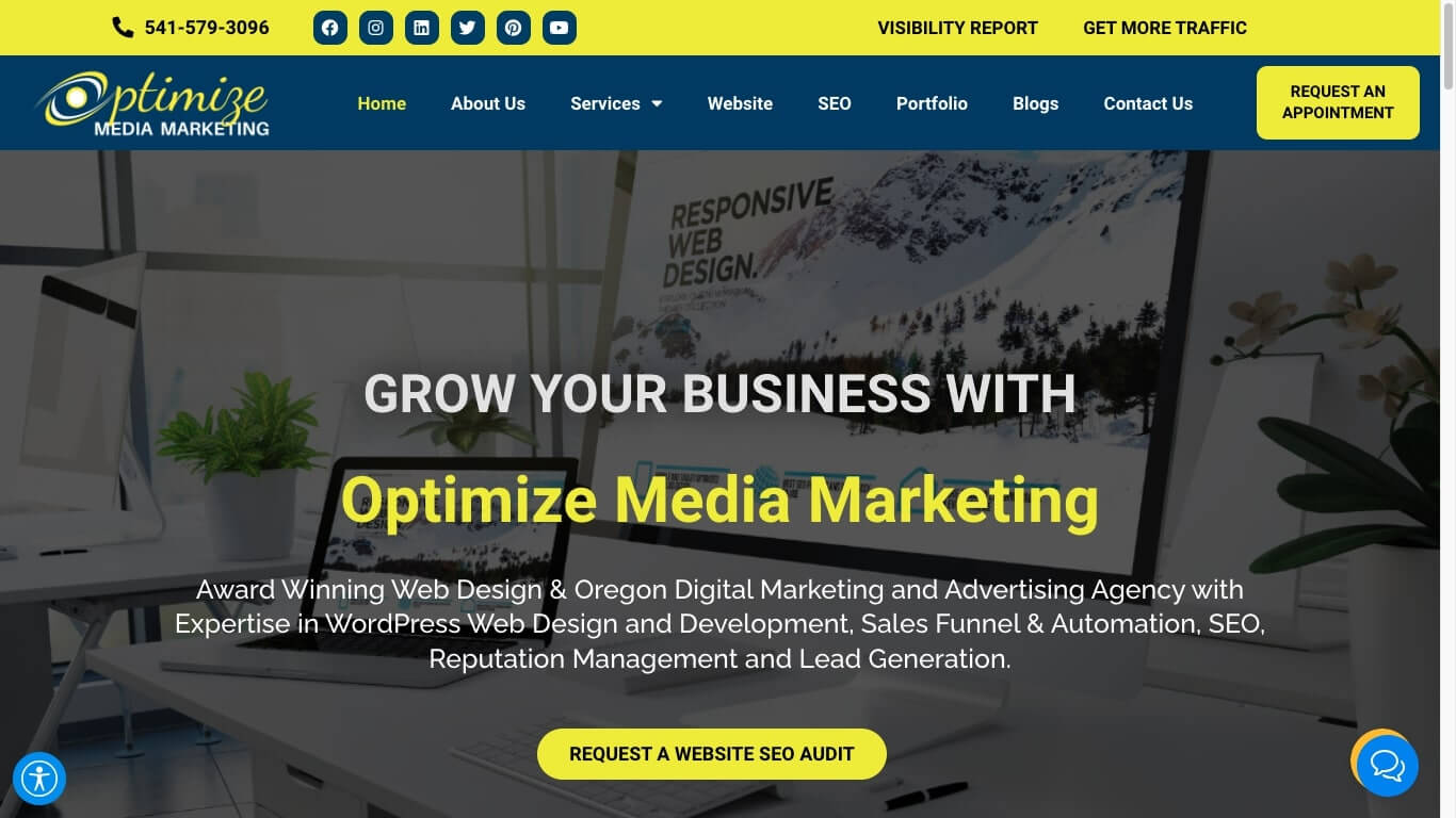 website of Optimize Media Marketing