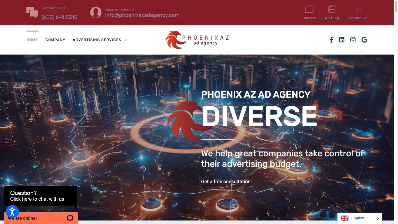 website of Phoenix AZ Ad Agency