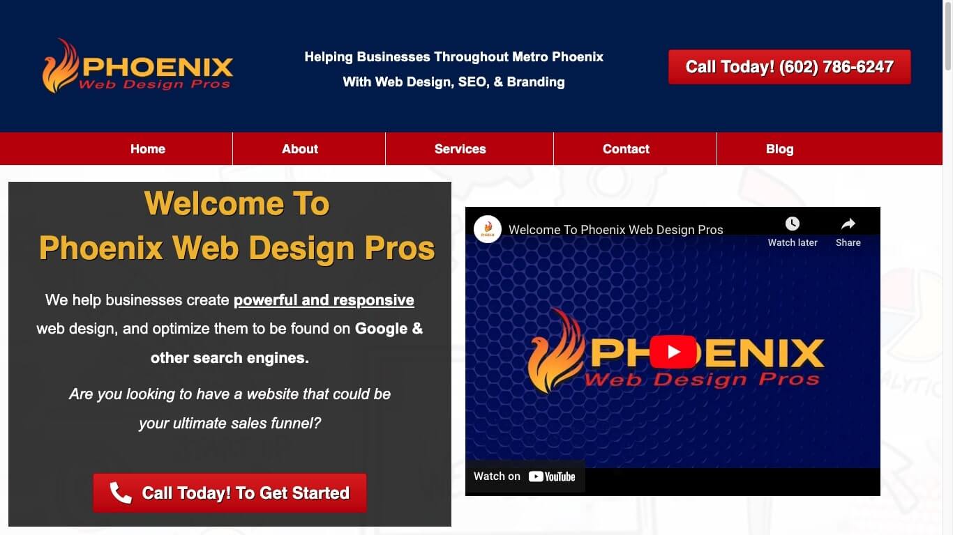 website of Phoenix Web Design Pros