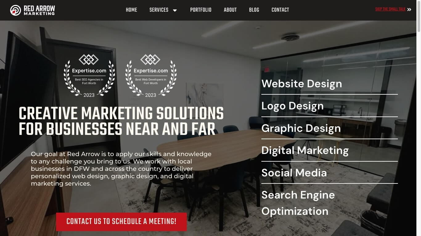 website of Red Arrow Marketing