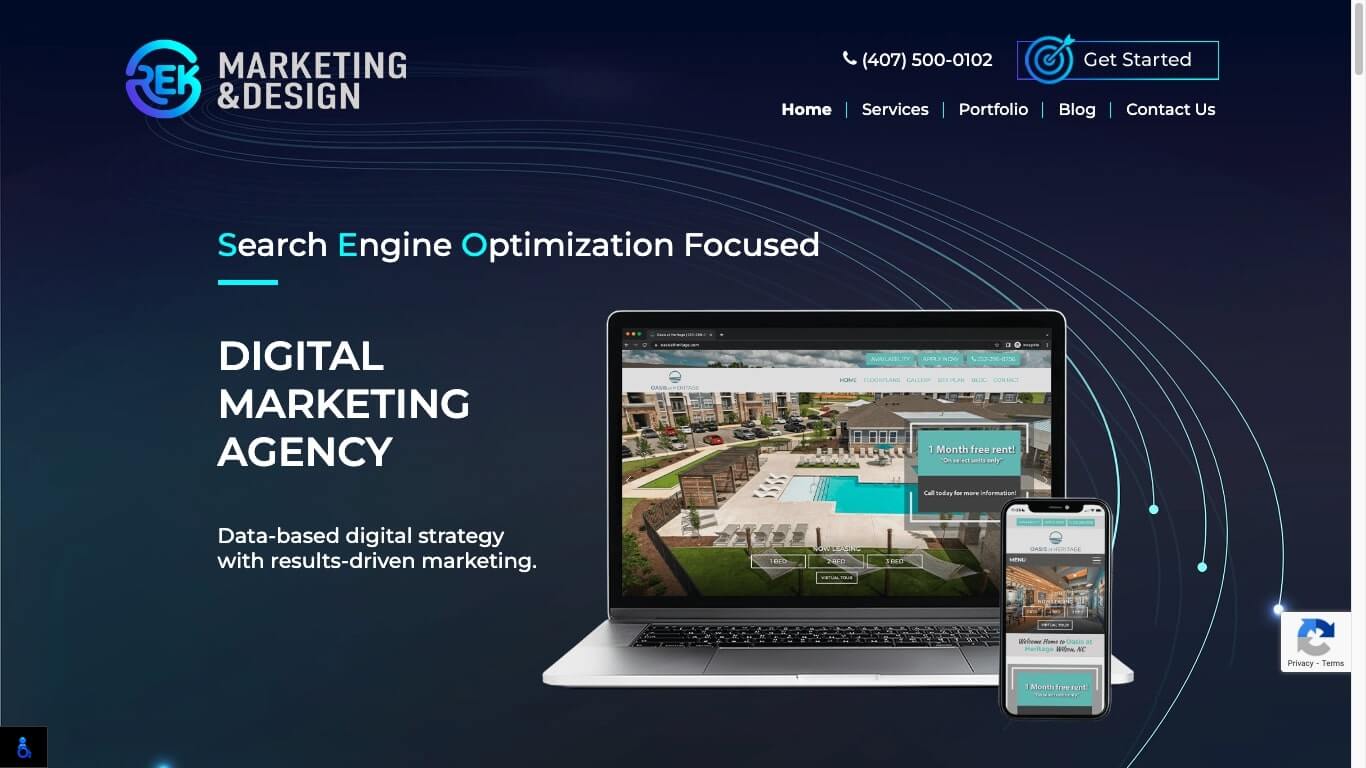 website of REK Marketing and Design