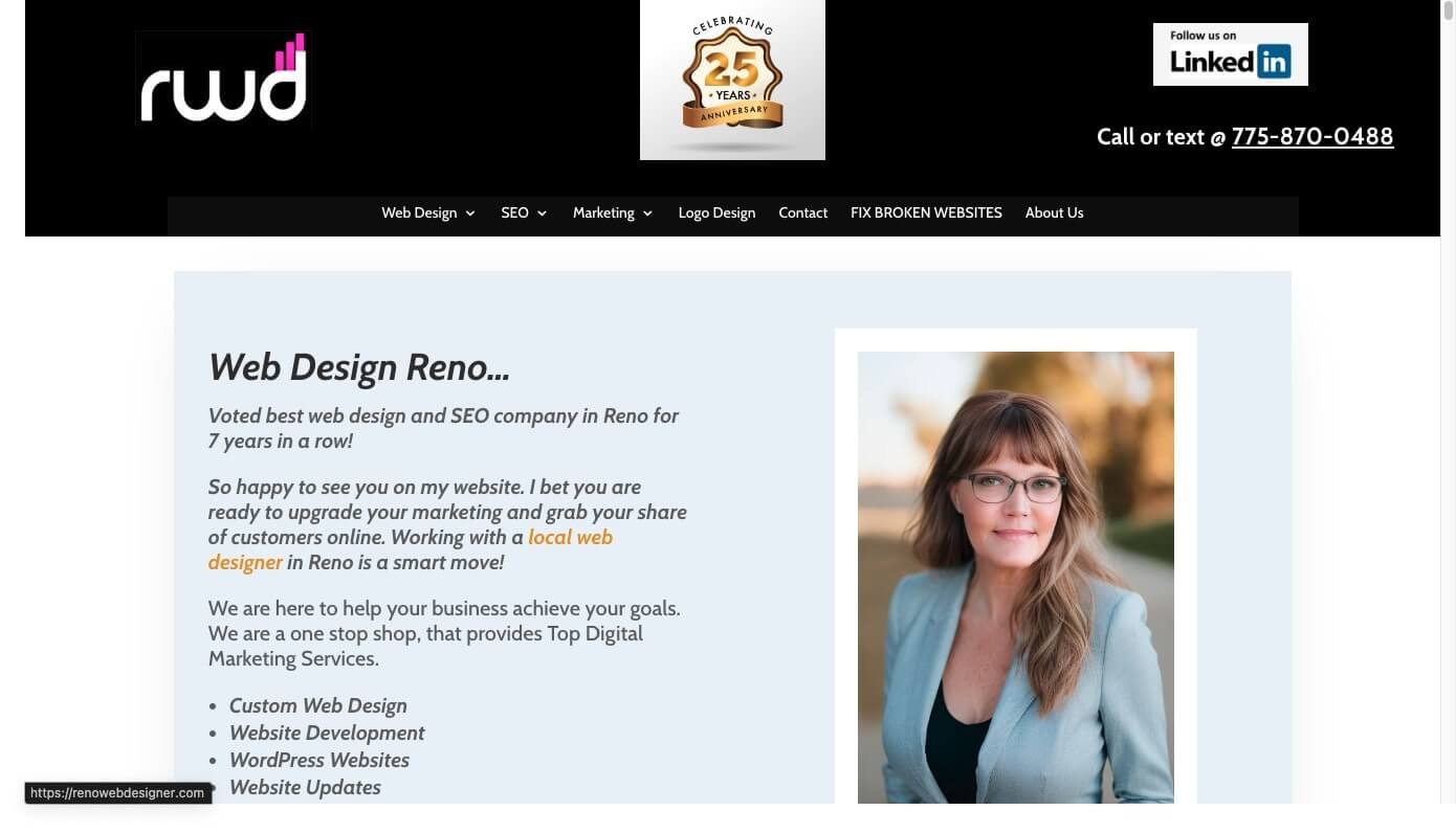 website of Reno Web Designer