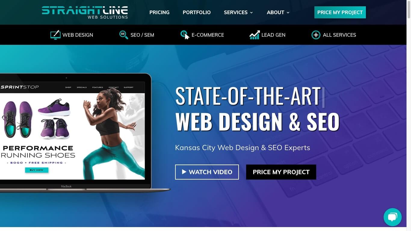 website of Straight Line Web Solutions