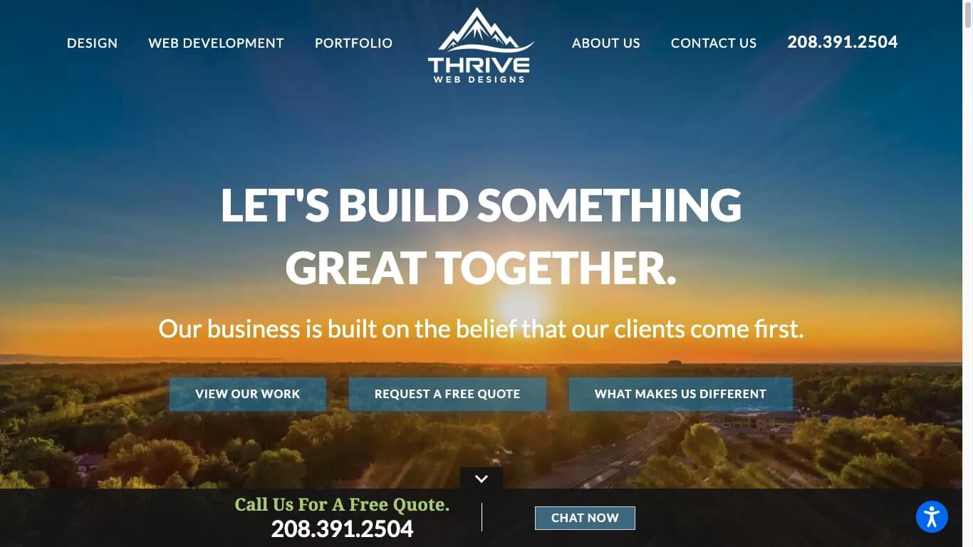 website of Thrive Web Designs