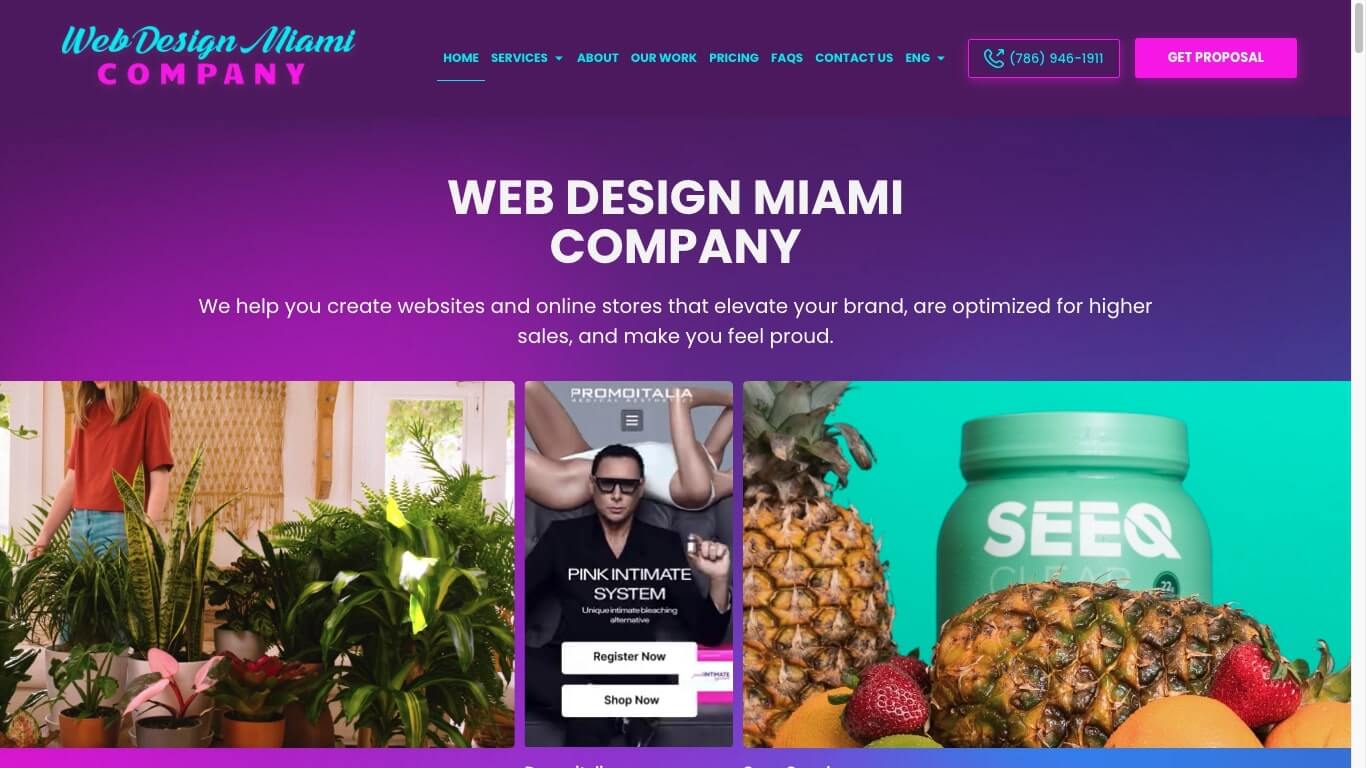 website of web design miami company