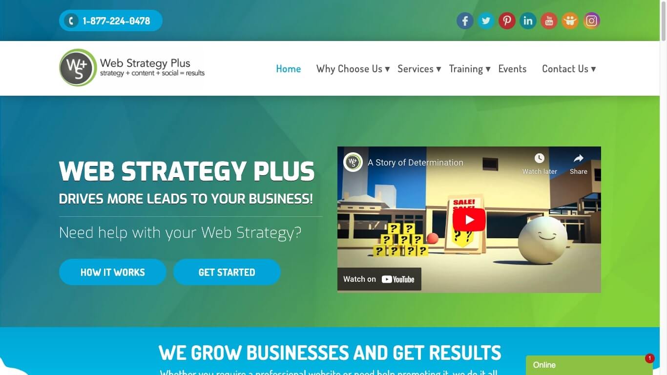 website of Web Strategy Plus