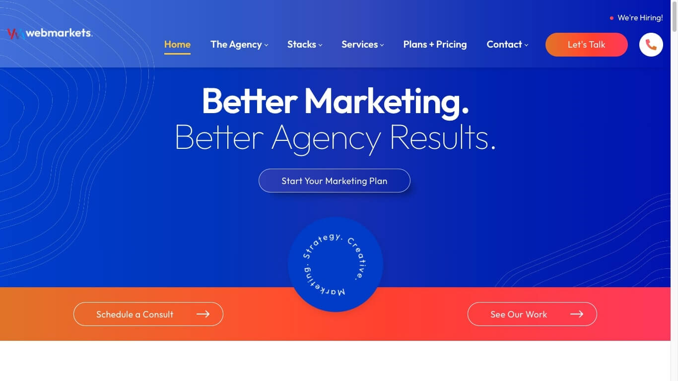 website of WebMarkets Digital Marketing + SEO Agency